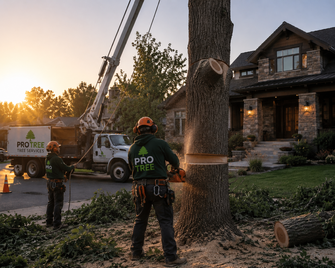 Tree and landscaping service visual for Pro Tree and Landscaping